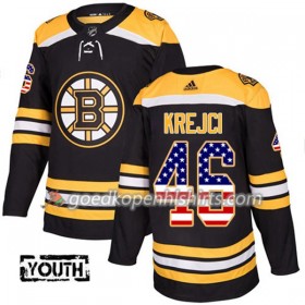 Boston Bruins David Krejci 46 Adidas 2017-2018 Zwart USA Flag Fashion Authentic Shirt - Kinderen